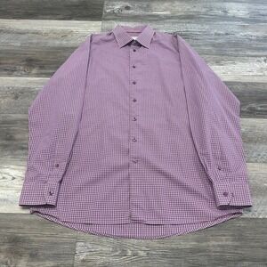 Eton Purple Check Men XL 17 3/4 45 Button Down‎ Long Sleeve Dress Shirt GIngham